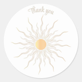 Adesivo Redondo Obrigado, traça a linha dourada sol nascer
