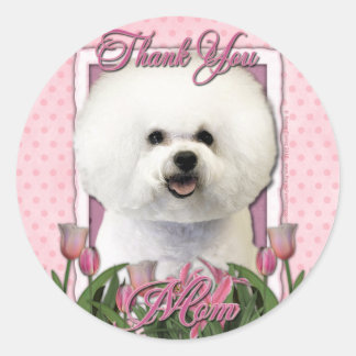 Adesivo Redondo Obrigado - Tulipas Rosa - Bichon Frise