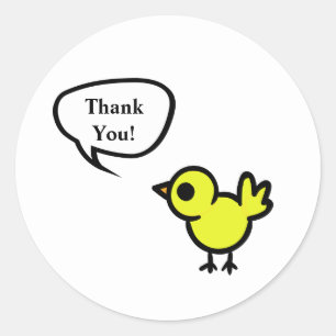 Adesivo Redondo Obrigado Tweet Bird Sticker