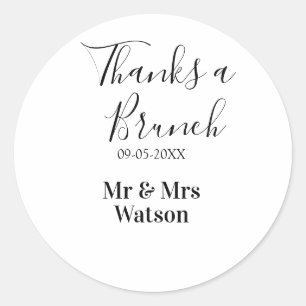 Adesivo Redondo Obrigado um brunch pós-casamento nome data simples