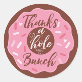 Adesivo Redondo Obrigado Um Pintel de Rosquinha Rosa Buraco