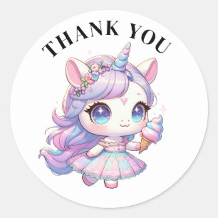 Adesivo Redondo Obrigado Unicorn Stickers
