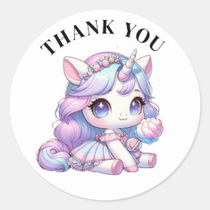 Adesivo Redondo Obrigado Unicorn Stickers