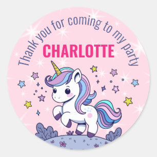 Adesivo Redondo Obrigado Unicórnio Mágico Personalizado de Anivers