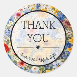 Adesivo Redondo Obrigado Verão Wildflower Small Business