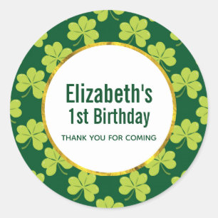 Adesivo Redondo Obrigado verde bonito do aniversário do teste