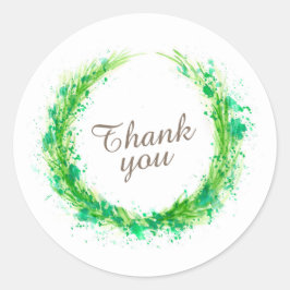 Adesivo Redondo Obrigado verde, casamento ou ocasiões viciados