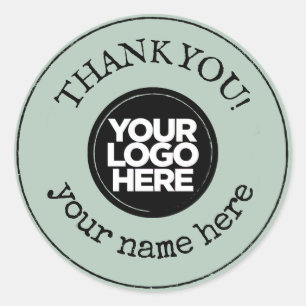 Adesivo Redondo Obrigado Verde Sobre O Logotipo De Negócios Minima