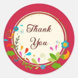 Adesivo Redondo Obrigado vermelho