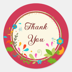 Adesivo Redondo Obrigado vermelho