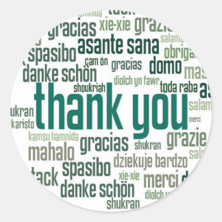 Adesivo Redondo Obrigado, vinheta colorido de envelope verde