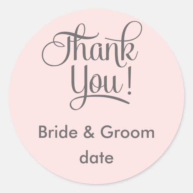 Adesivo Redondo Obrigado, vinheta de favor do casamento (Frente)