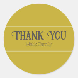Adesivo Redondo Obrigado Vintage Dourada Solid Color Personalize