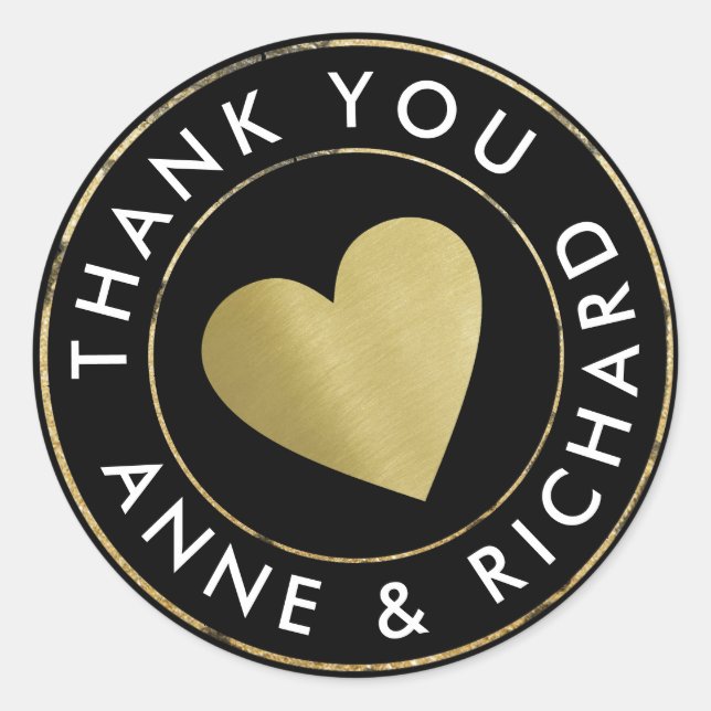 Adesivo Redondo obrigado você / favor de casamento preto (Frente)