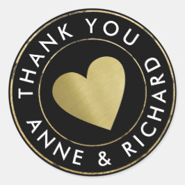 Adesivo Redondo obrigado você / favor de casamento preto