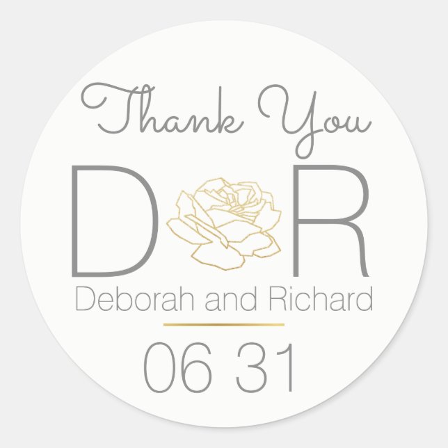 Adesivo Redondo obrigado você. rosa floral. (Frente)