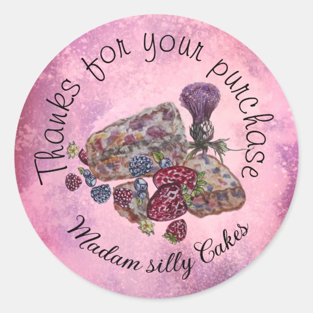 Adesivo Redondo obrigado você scones e bagas (Frente)