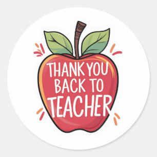 Adesivo Redondo Obrigado Volta às Aulas Professor Apple 