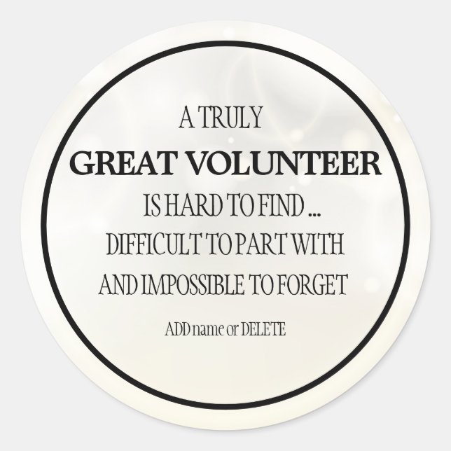 Adesivo Redondo Obrigado voluntário, seu presente de agradecimento (Frente)
