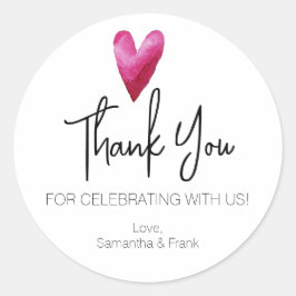 Adesivo Redondo Obrigado Watercolor Heart Classic Round Sticker