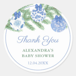 Adesivo Redondo Obrigado Watercolor Holidays Baubles Favor do Chá