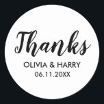 Adesivo Redondo Obrigado White<br><div class="desc">Obrigado elegante,  seus adesivos clássicos redondos brancos,  ideais para presentes de casamento e de aniversário.</div>