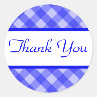 Adesivo Redondo Obrigado Xadrez Blue Sticker