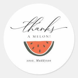 Adesivo Redondo Obrigados a Melon Birthday Favor