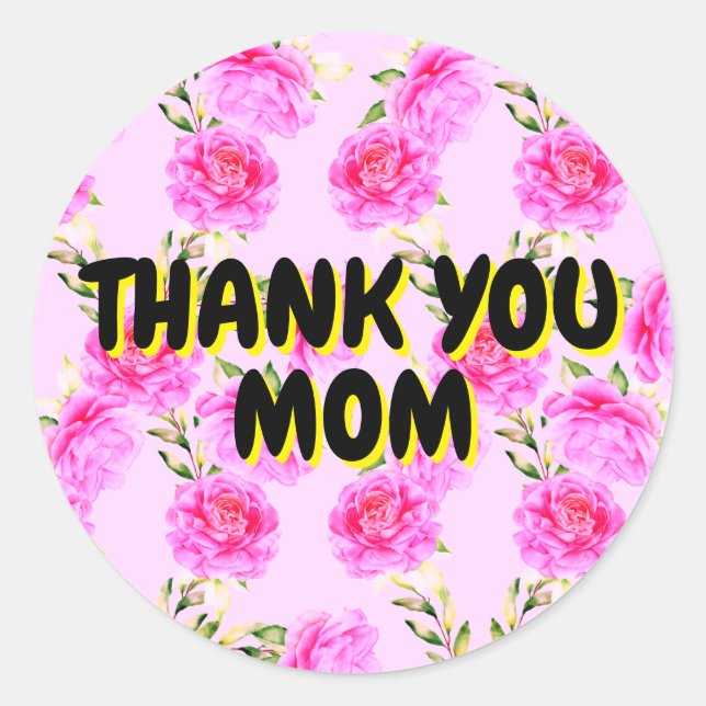 Adesivo Redondo Obrigados às mães | Colas de Rosas Rosa (Frente)