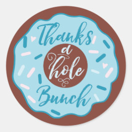 Adesivo Redondo Obrigados Com Alças De Rosquinha Azul De Buraco