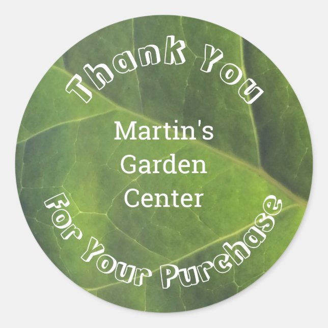 Adesivo Redondo Obrigados comerciais de folha verde de apreciação  (Frente)