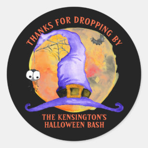 Adesivo Redondo Obrigados de Aquarela de bruxa-bruxa-bruxa-branca