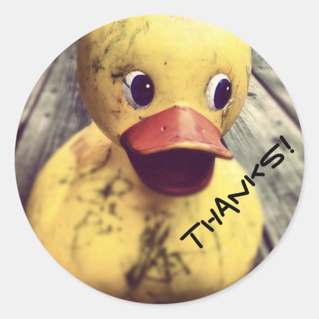 Adesivo Redondo Obrigados de Borracha Amarela Ducky! (Frente)