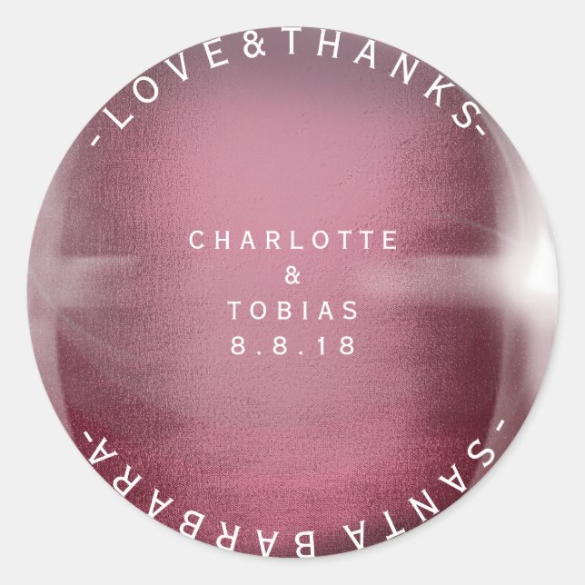 Adesivo Redondo Obrigados de Casamento Personalizados Fios de Ferr (Frente)