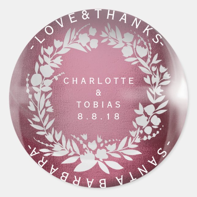 Adesivo Redondo Obrigados de Casamento Personalizados Fios de Ferr (Frente)