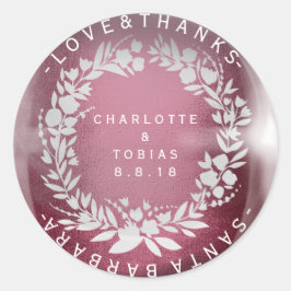 Adesivo Redondo Obrigados de Casamento Personalizados Fios de Ferr