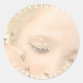 Adesivo Redondo Obrigados de casamento personalizados Foto delicad