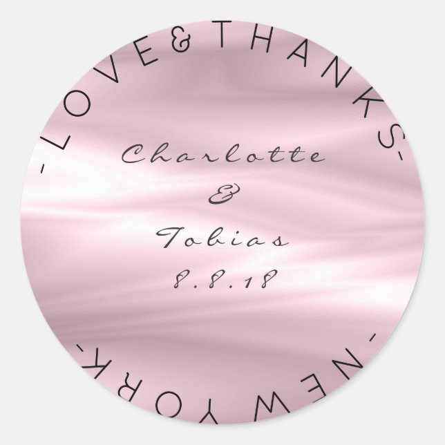 Adesivo Redondo Obrigados de Casamento Personalizados Ombre de Lav (Frente)