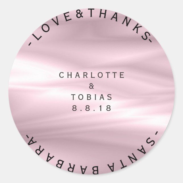 Adesivo Redondo Obrigados de Casamento Personalizados Ombre de Lav (Frente)