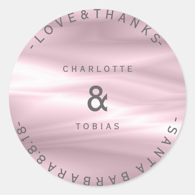 Adesivo Redondo Obrigados de Casamento Personalizados Roxo Lilac L (Frente)