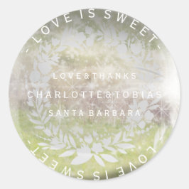 Adesivo Redondo Obrigados De Casamento Personalizados Vidro Verde