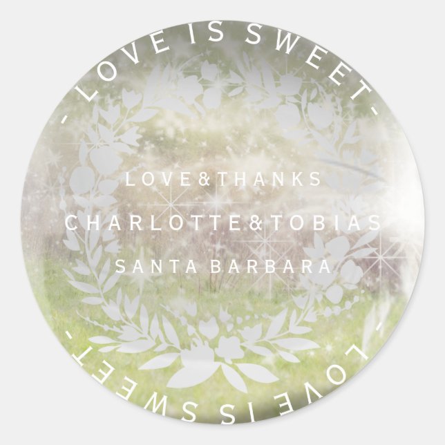 Adesivo Redondo Obrigados De Casamento Personalizados Vidro Verde  (Frente)