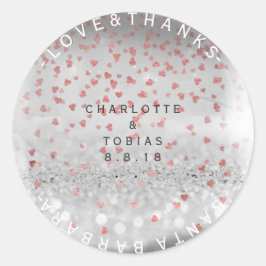 Adesivo Redondo Obrigados de Casamento Rosa Rosa Rosa, Prata do Co