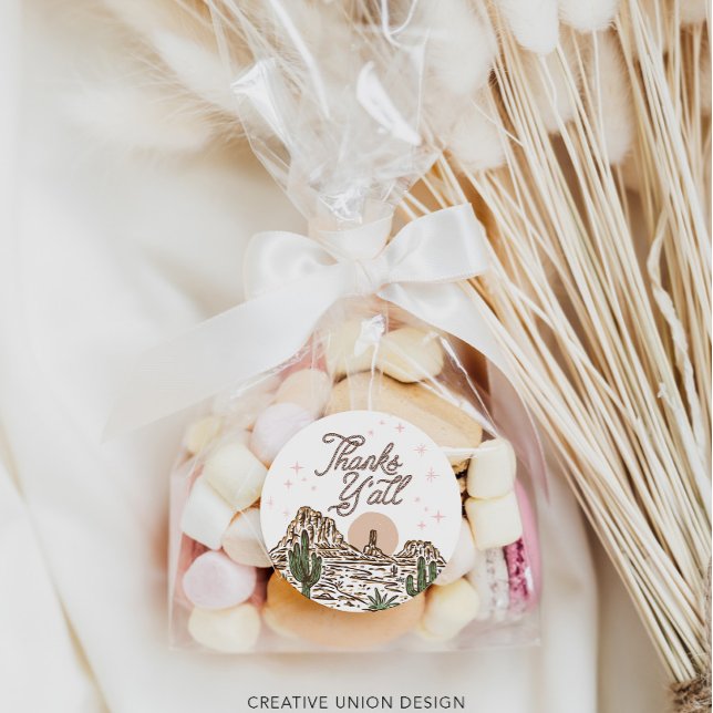 Adesivo Redondo Obrigados de Chá de fraldas de Garota Ocidental (Criador carregado)