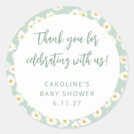 Adesivo Redondo Obrigados de Chás de fraldas Personalizados Florai