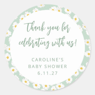 Adesivo Redondo Obrigados de Chás de fraldas Personalizados Florai