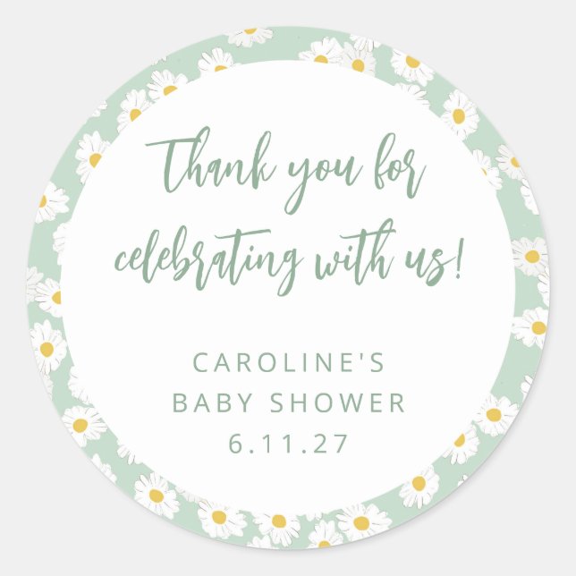 Adesivo Redondo Obrigados de Chás de fraldas Personalizados Florai (Frente)