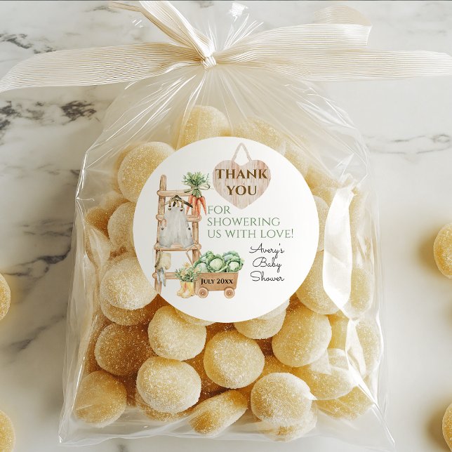 Adesivo Redondo Obrigados de Chás de fraldas russos de Fazenda cre (Criador carregado)