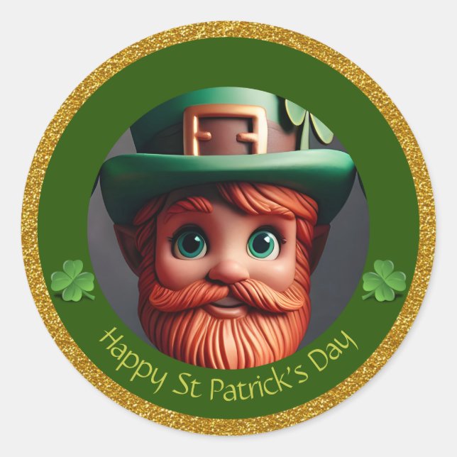 Adesivo Redondo Obrigados de Dia de São Patrício Miniatura Leprech (Frente)