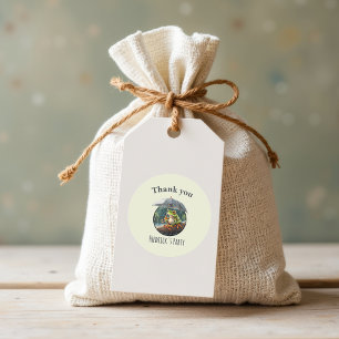 Adesivo Redondo Obrigados de Festa de aniversário de Sapo de Cotta